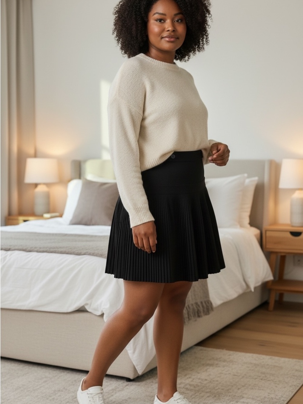 Grace Elements Black Pleated Circle Skirt